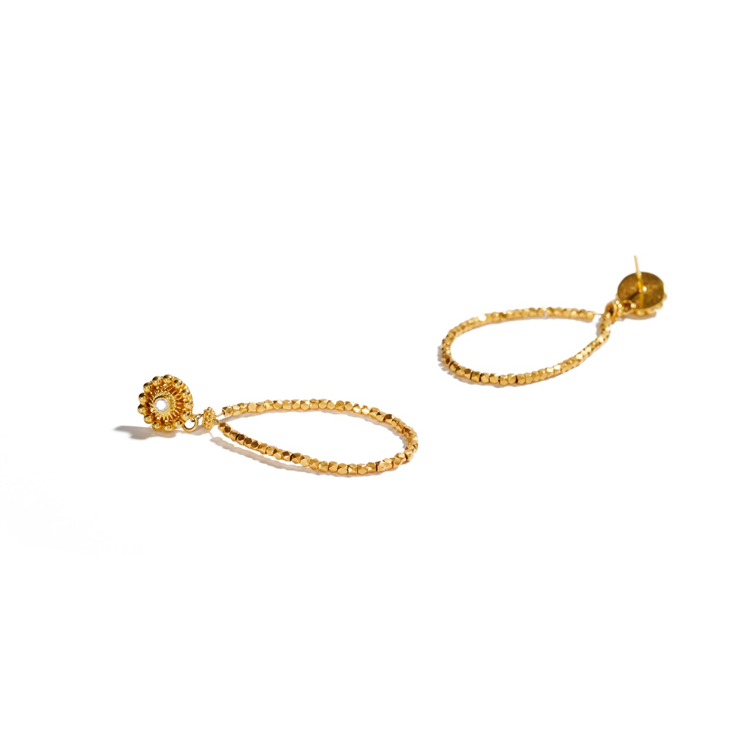 Gold Bead Loop Earrings