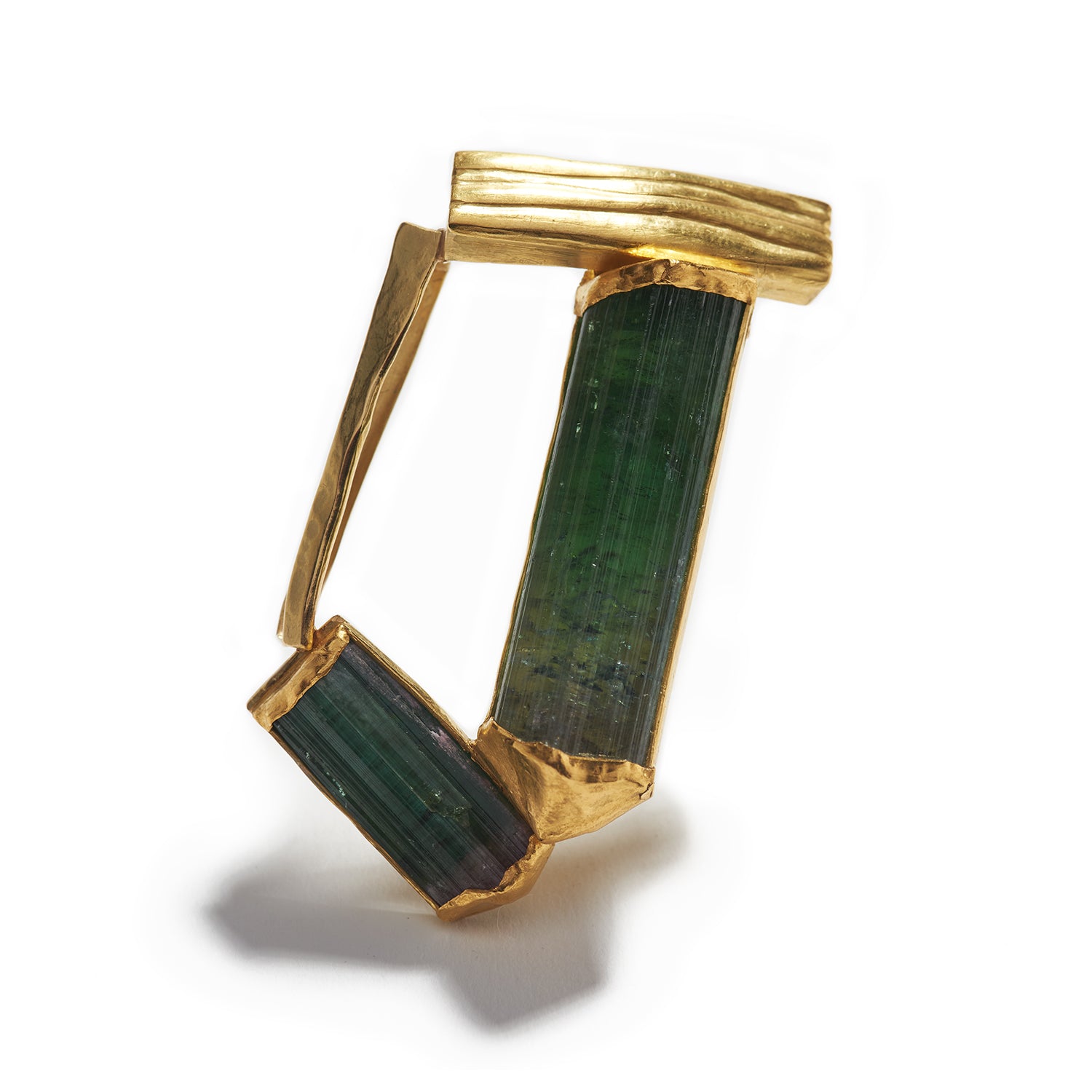 Tourmaline Brooch with Gold
