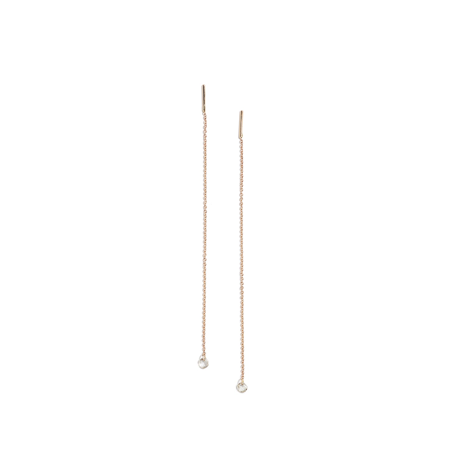 Rose Gold Earrings with Diamond Drop