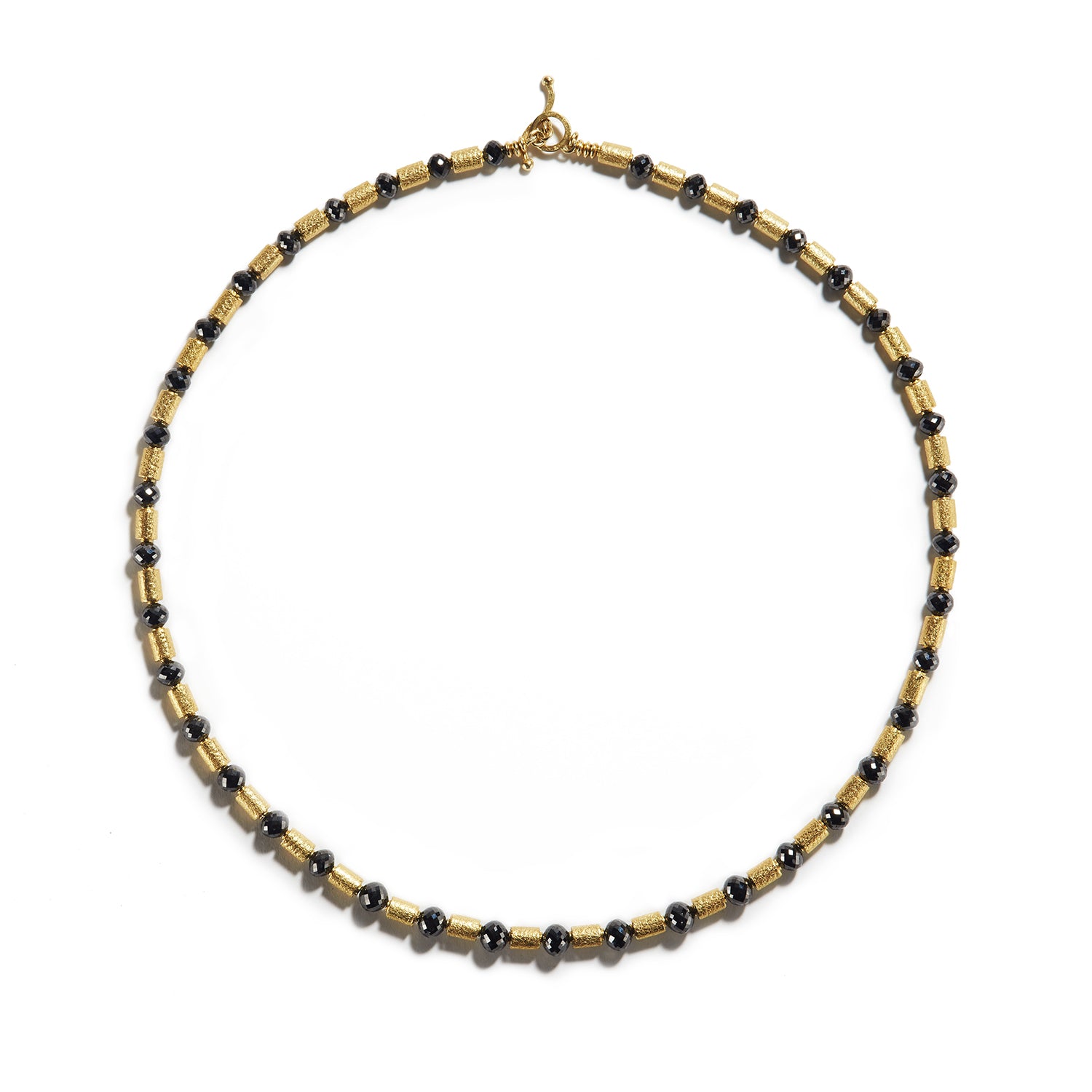 Black Diamond with Gold Barrels Necklace