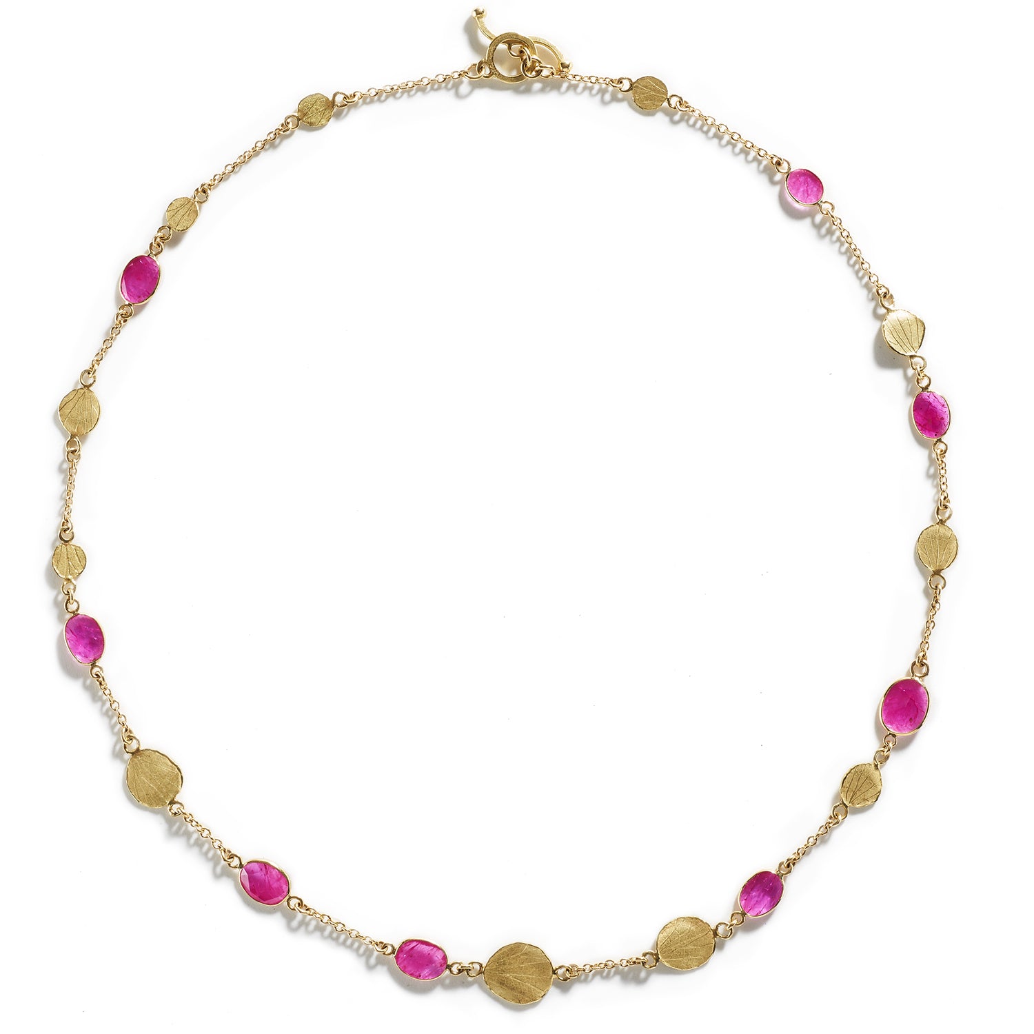 Rose Cut Ruby & Gold Necklace