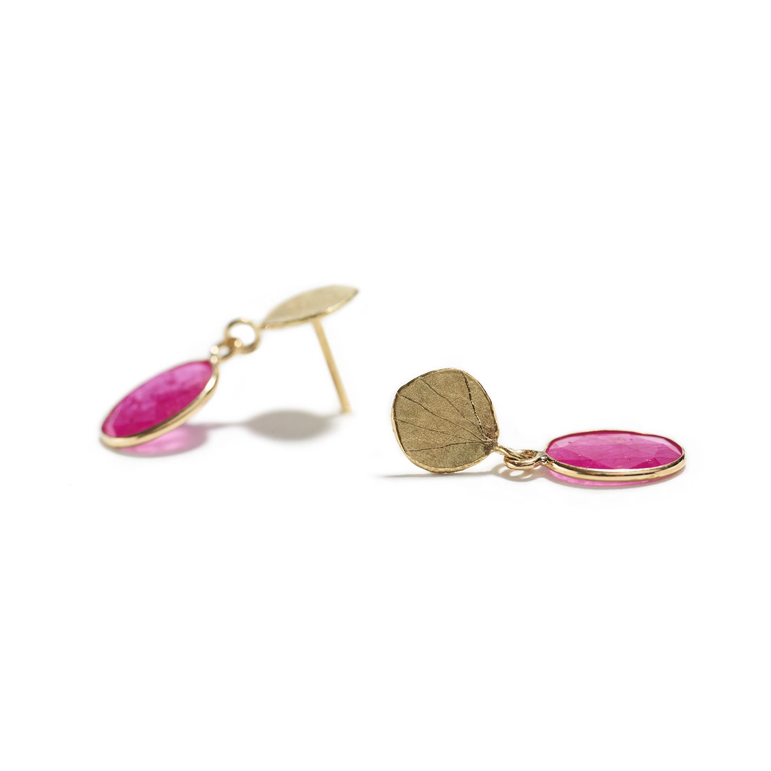 Petal Drop Ruby Earrings