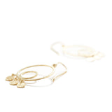 Gold Rounded Earrings with Petal Drops