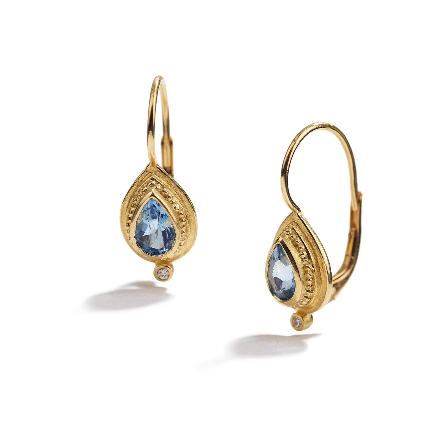 Teardrop Aquamarine Earrings With Diamonds