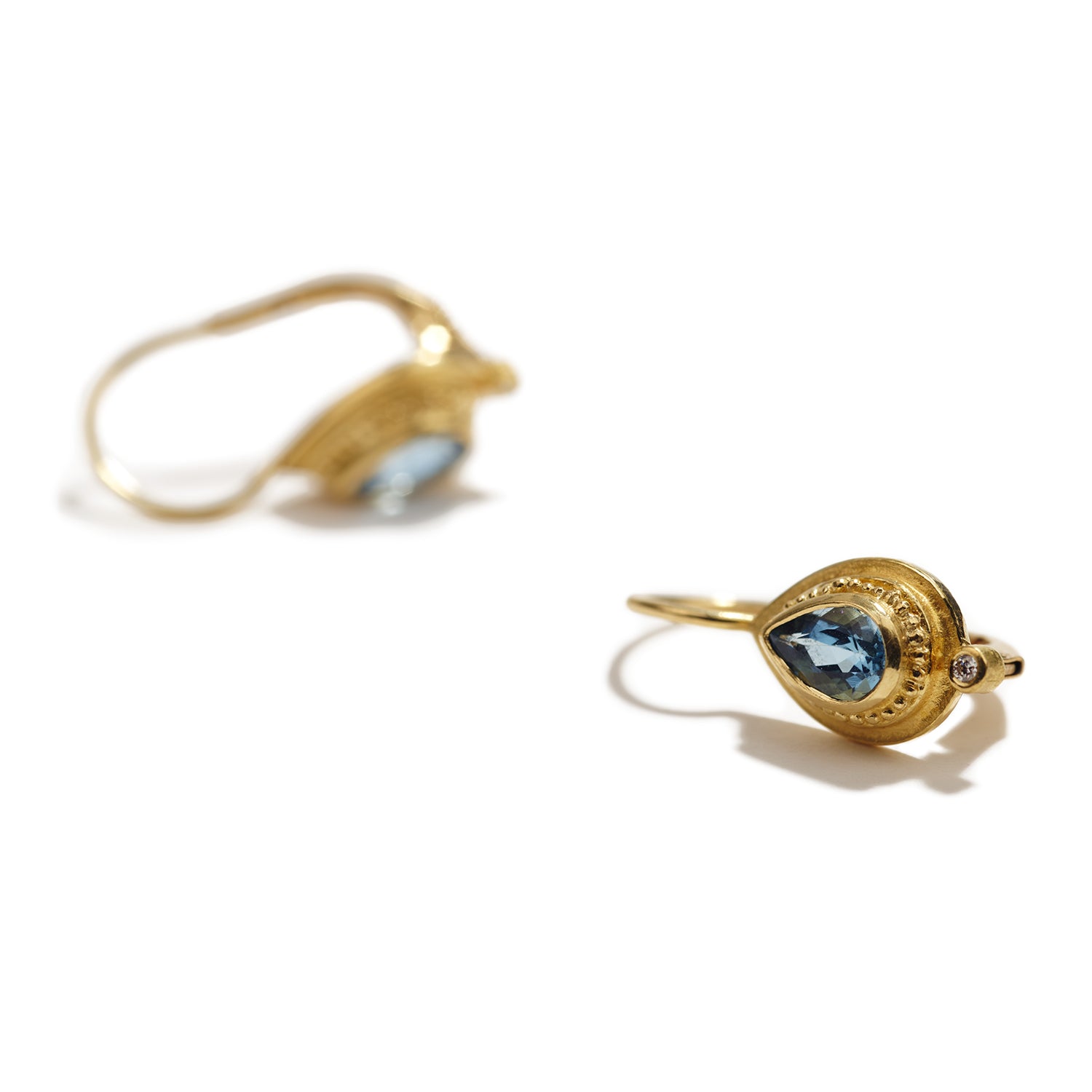 Teardrop Aquamarine Earrings With Diamonds