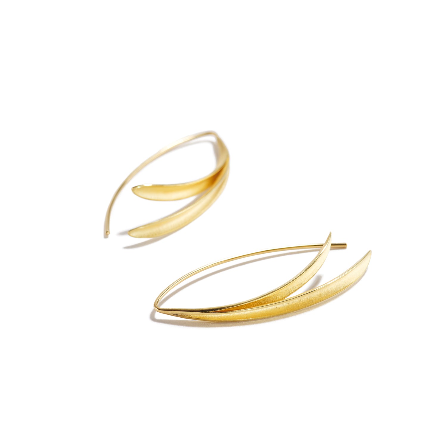 Gold Double Olive Leaf Earrings