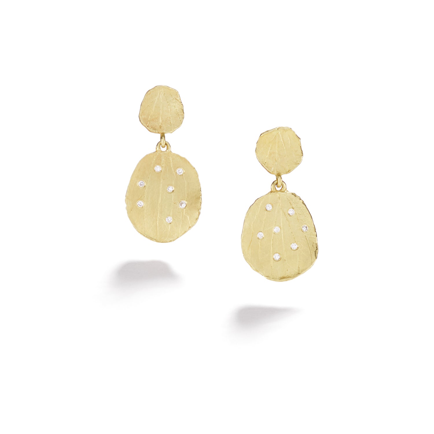 Gold & Diamond Double Petal Earrings
