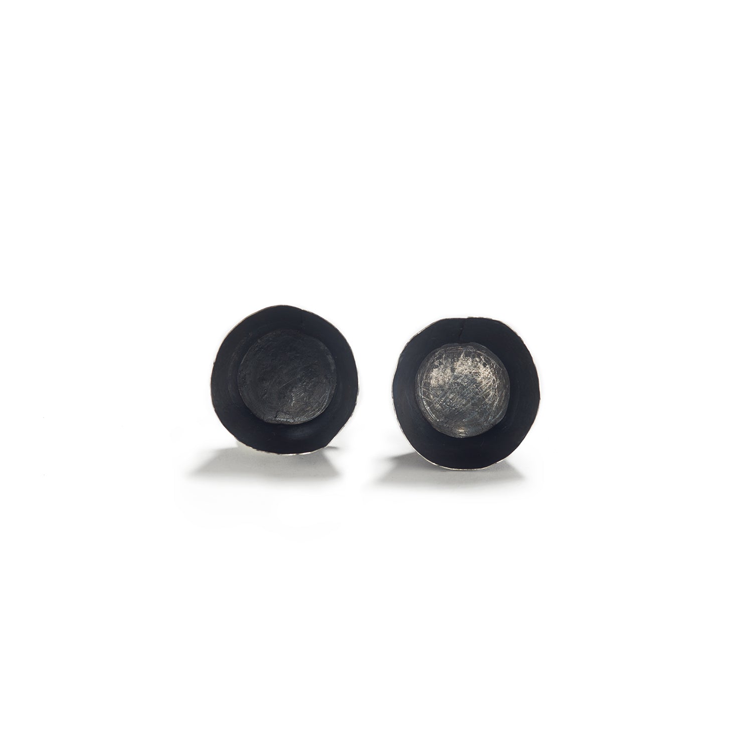 Oxidized Sterling Silver Bowl Earrings