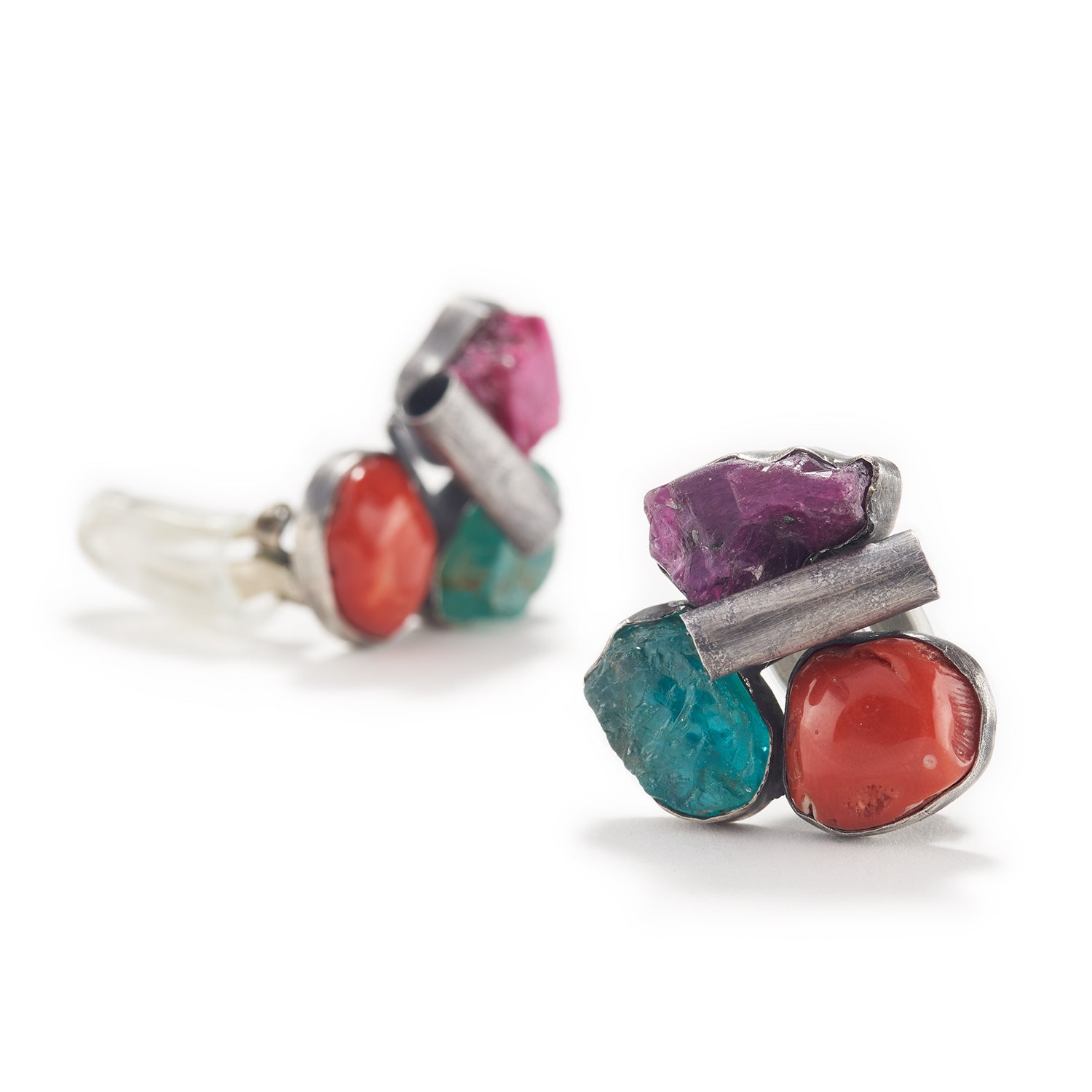 Apatite Ruby Coral Earrings