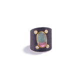 Bicolored Tourmaline Silver and Gold Ring