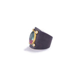 Bicolored Tourmaline Silver and Gold Ring