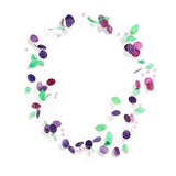 Green, Purple, & Pearls Parchment Necklace