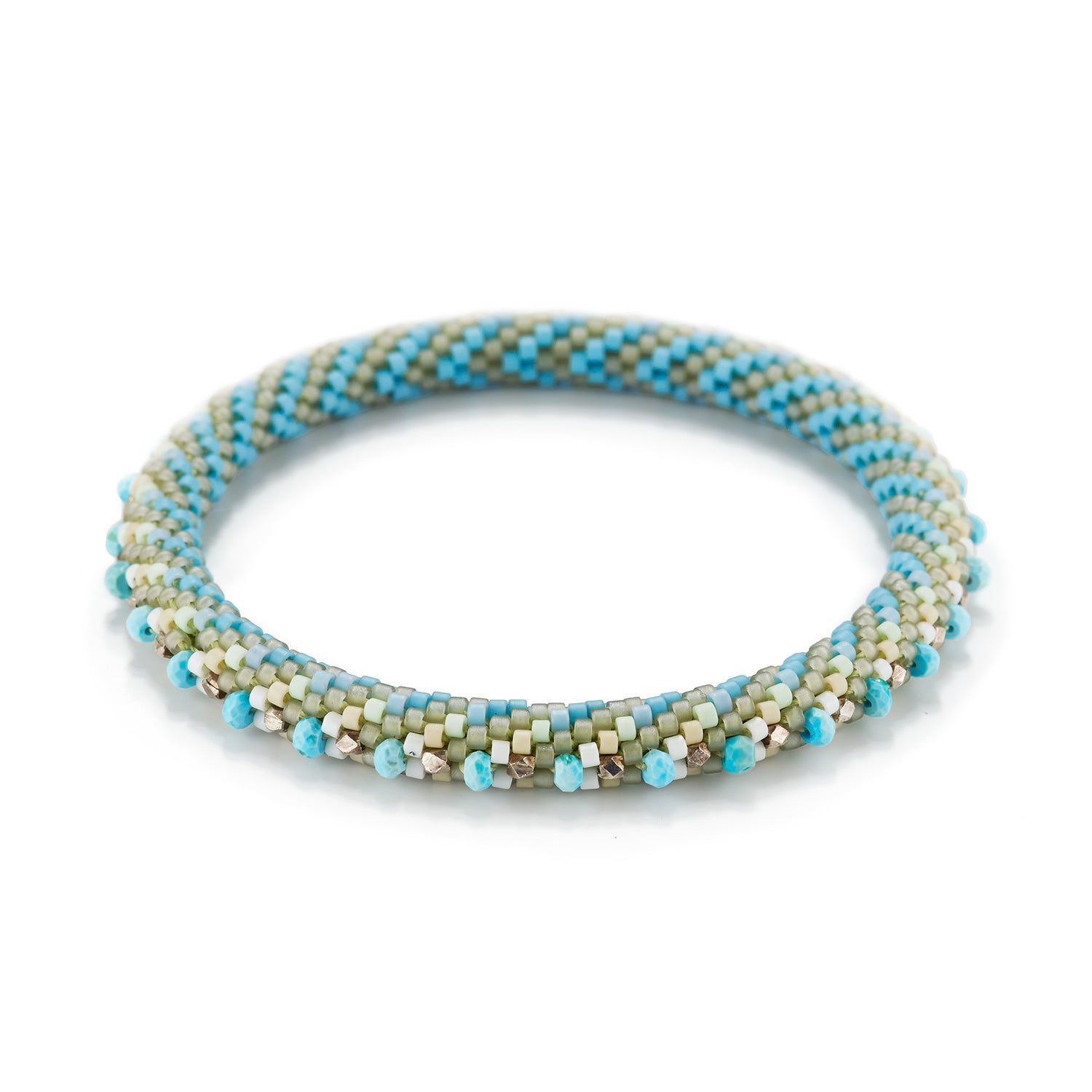 Pale Blue Chevron with Turquoise and Silver