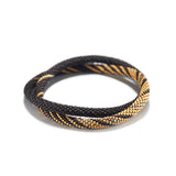 Large Black and Gold Double Twist Bracelet