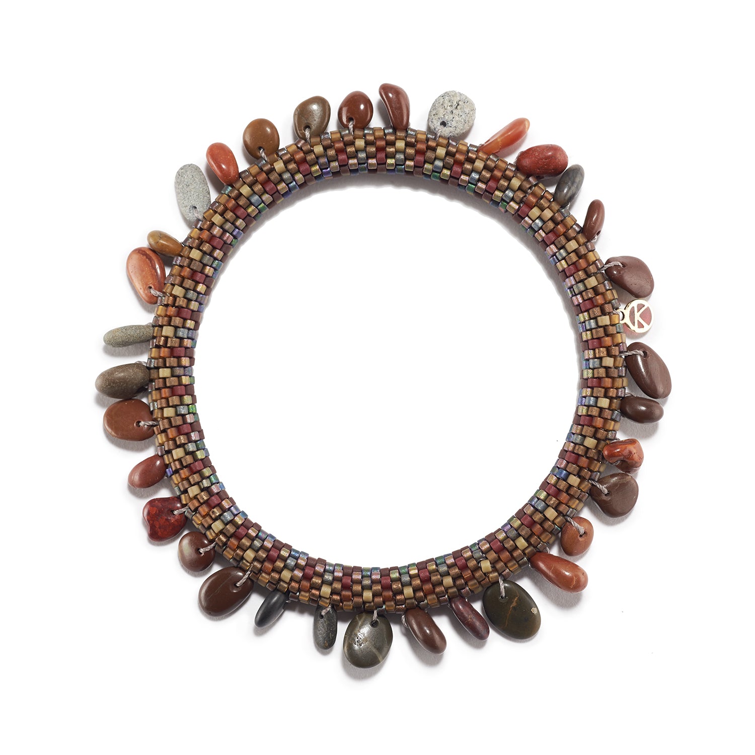 Red and Brown Beach Pebble Bracelet