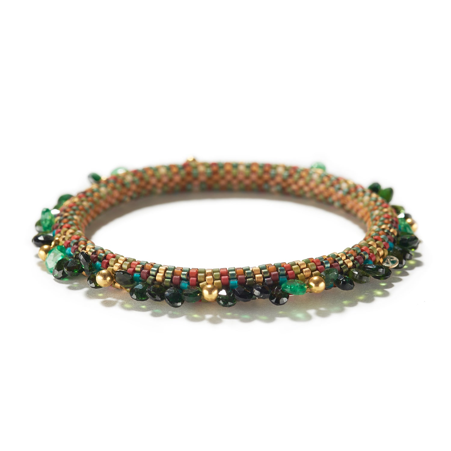 Holiday Green and Gold Bracelet