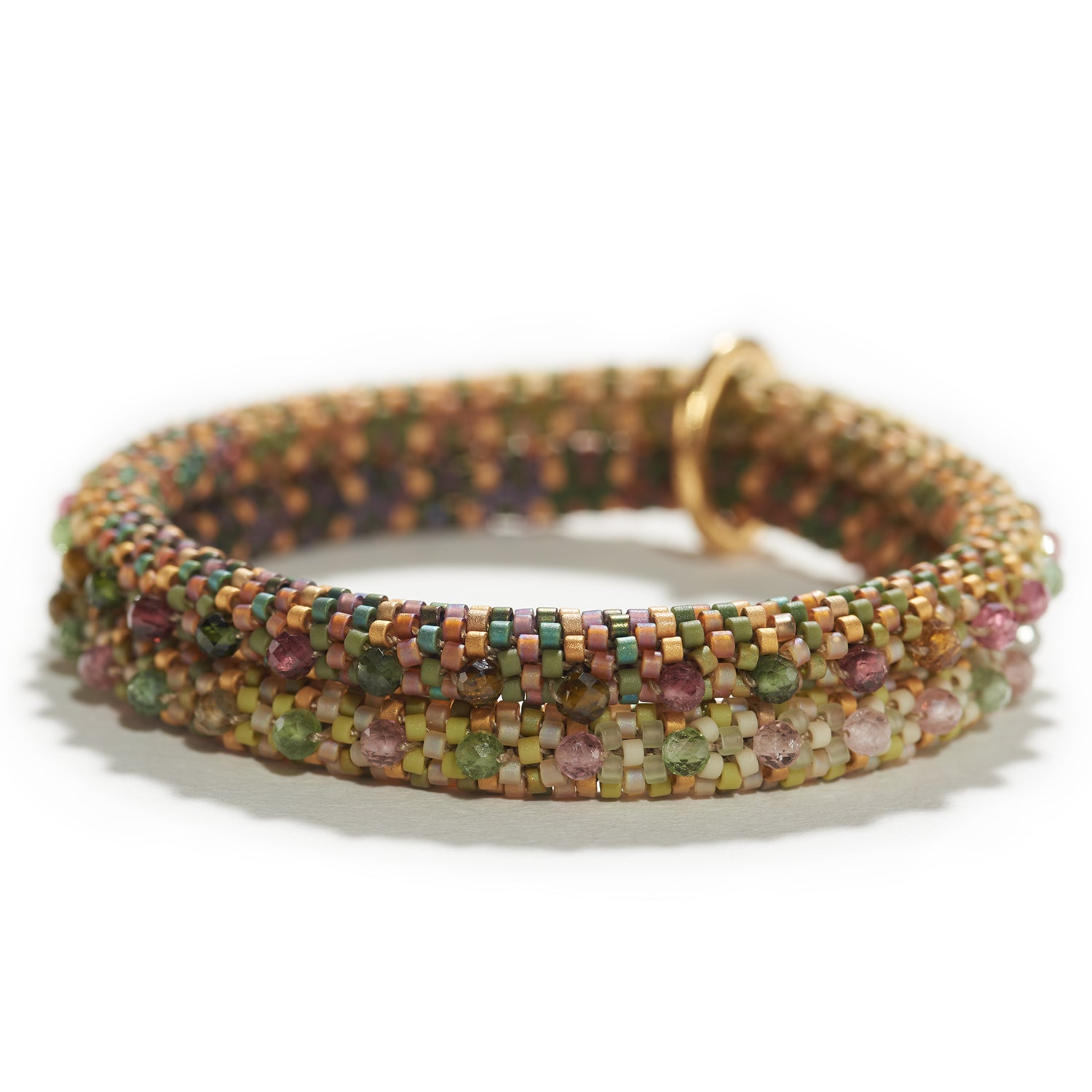 Double Lyda Bracelet with Gold Band & Tourmaline