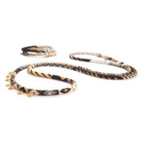 Contrasted Pattern Necklace with Pavé Diamond, Silver, & Gold