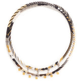 Contrasted Pattern Necklace with Pavé Diamond, Silver, & Gold