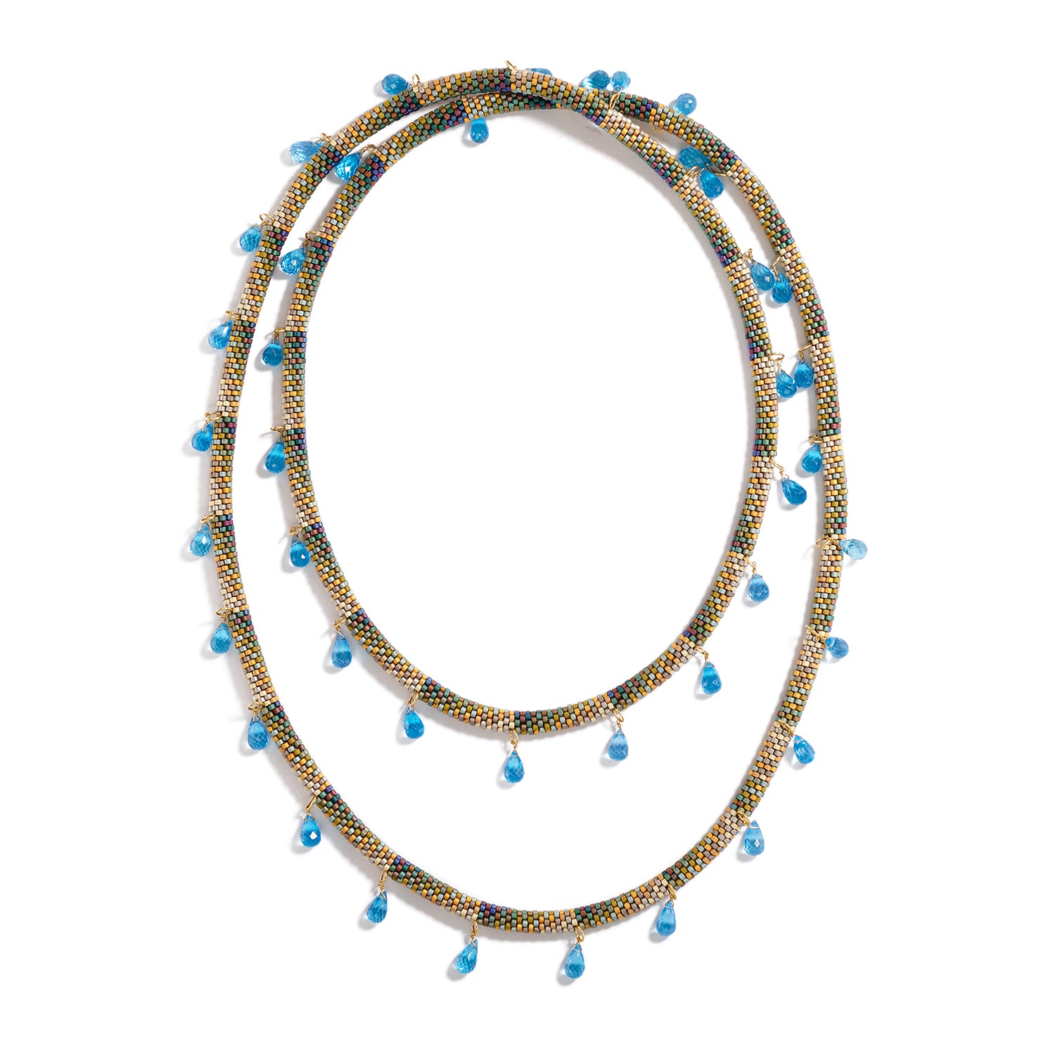 Swiss Blue Topaz Fringe Necklace