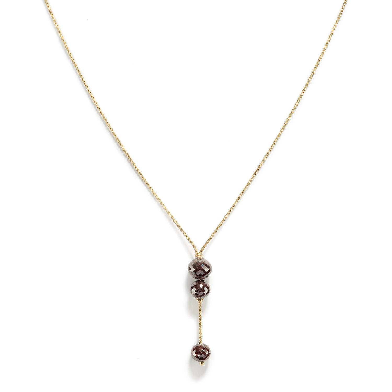 Rustic Brown Triple Diamond Necklace