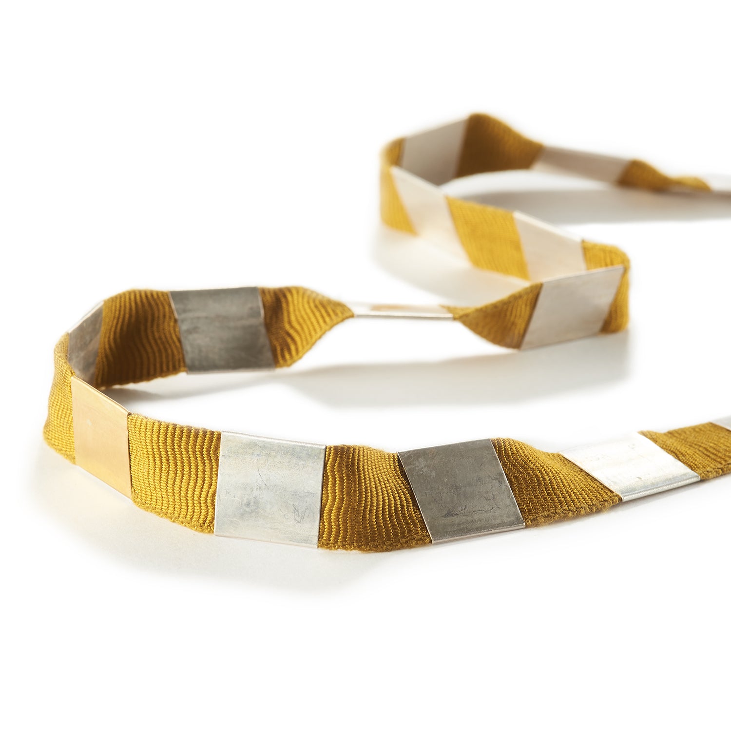 Classic Square Ribbon Necklace~Golden Yellow