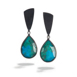 Chrysocolla & Rock Crystal Rounded Drops with Diamonds