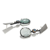 Rose-Cut Aquamarine, Labradorite & Diamond Earrings