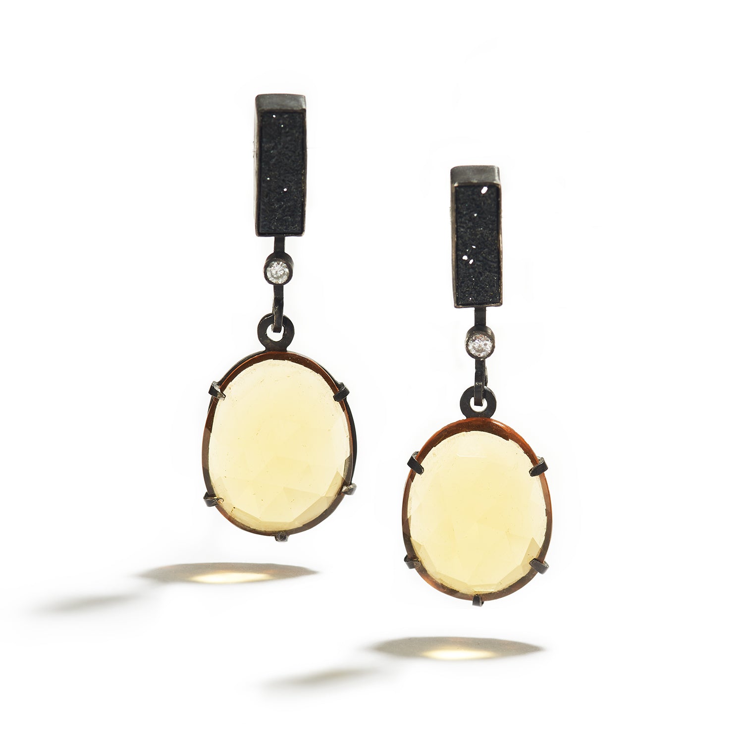 Late Autumn Earrings with Druzy & Citrine