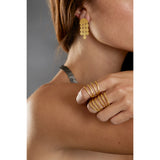 Short Gold Party Earrings - 3 Lines