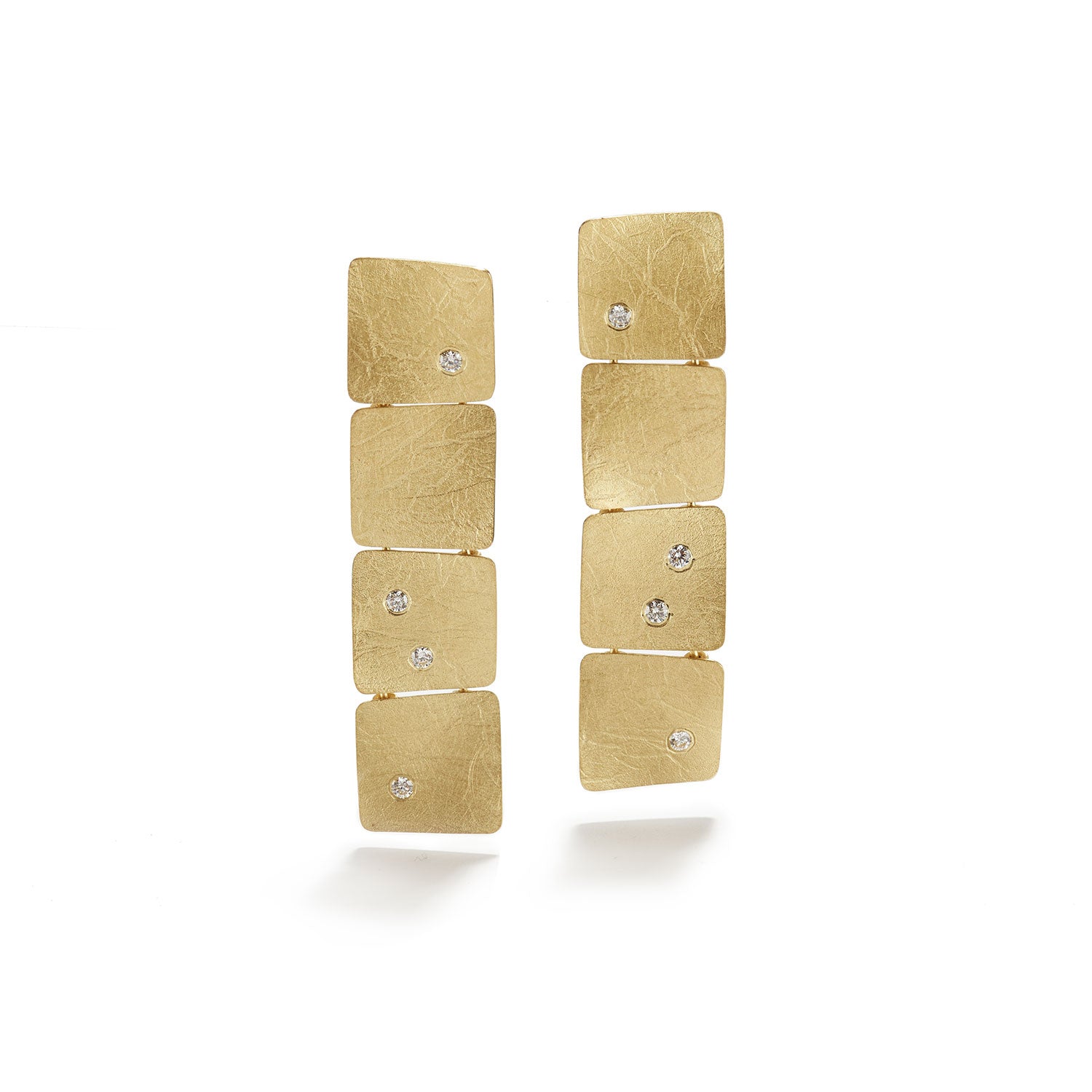Wave Gold Earrings with Diamonds