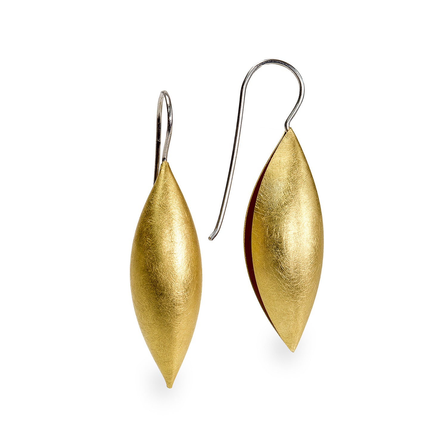 18K Yellow Gold Cocoon Pendant Earrings~32mm