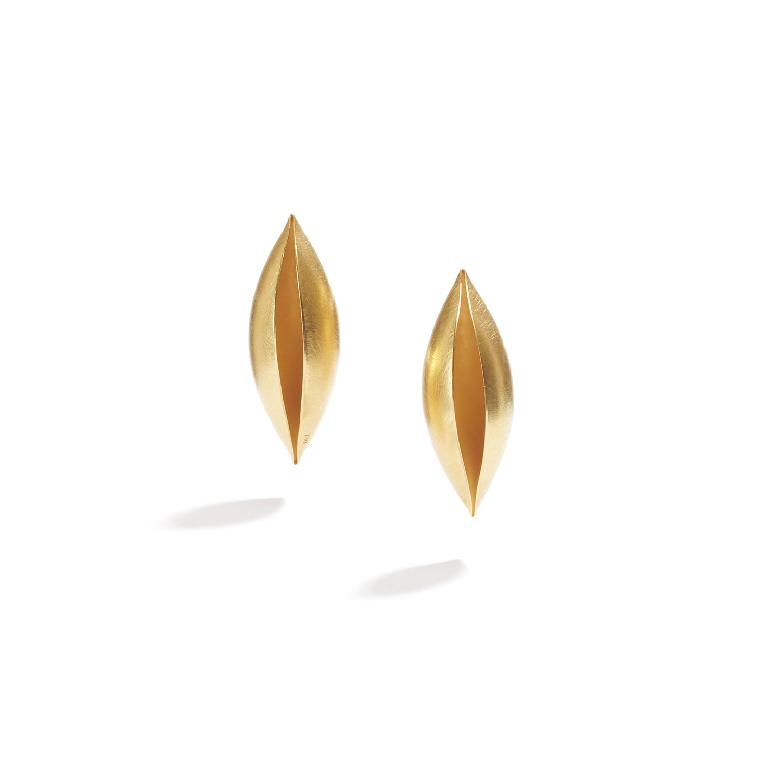 18K Yellow Gold Cocoon Stud Earrings~25mm