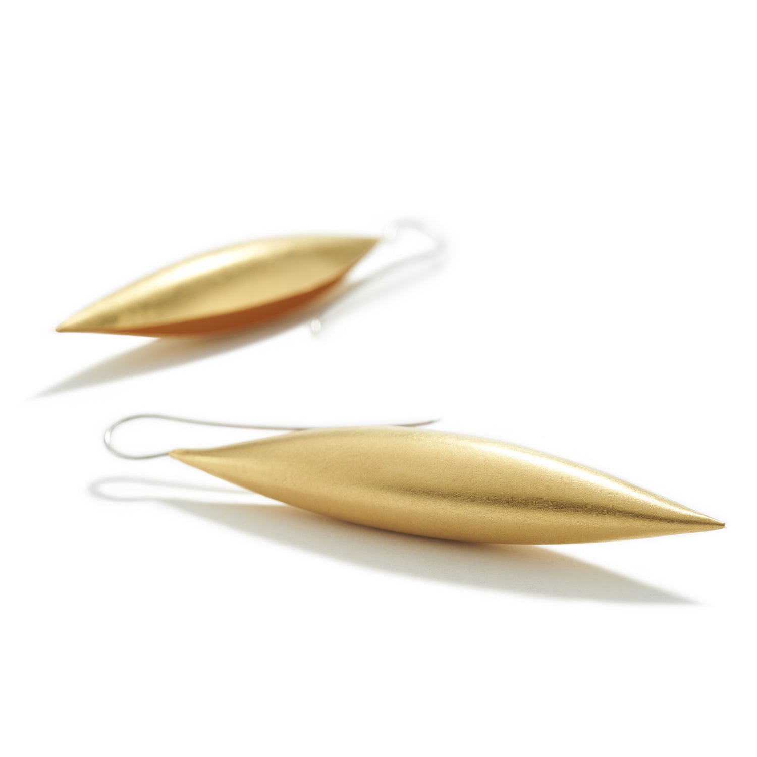 18K Yellow Gold Cocoon Pendant Earrings~68mm Slim