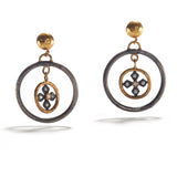 Double Ring of Gold and Silver Earrings