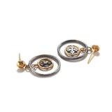 Double Ring of Gold and Silver Earrings