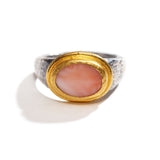 Coral and Silver Ring