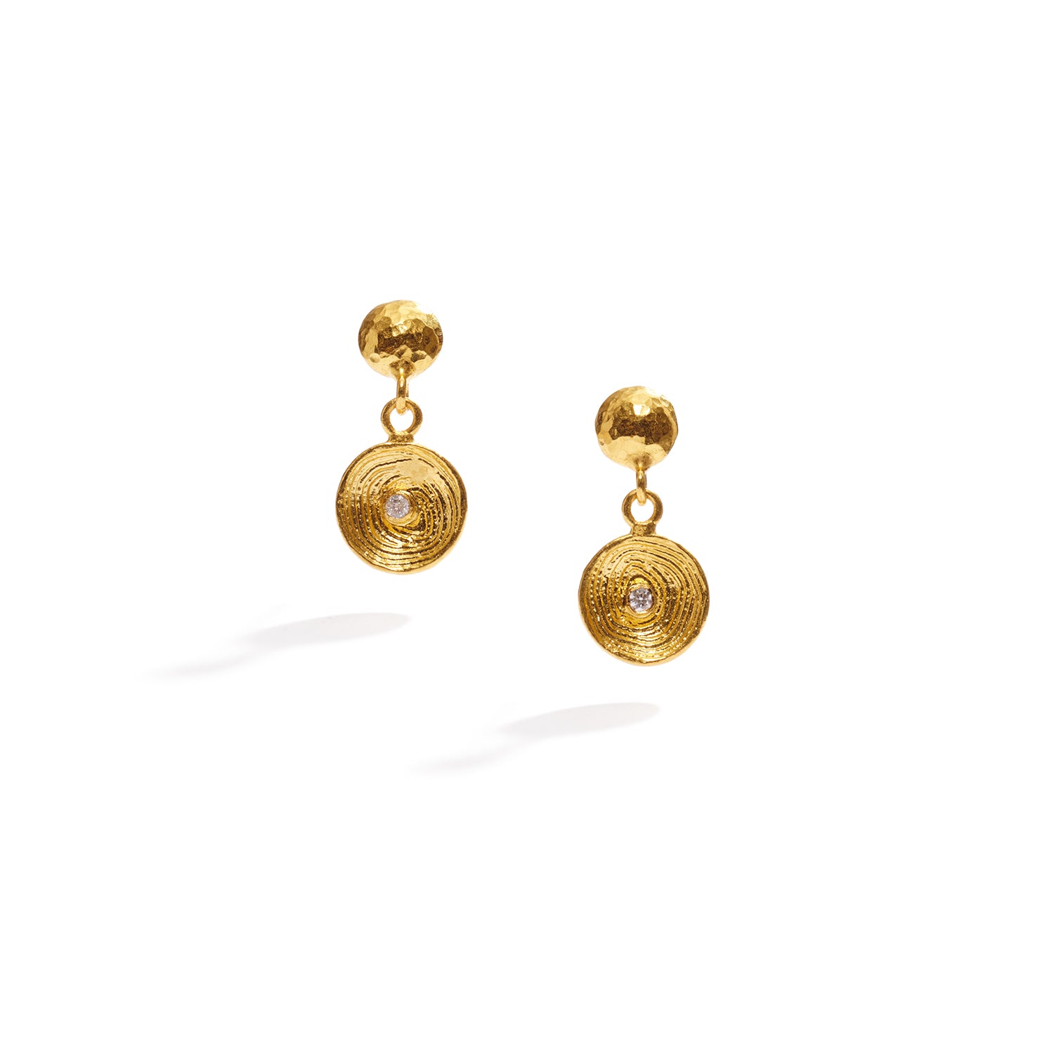 Round Gold and Diamond Earrings