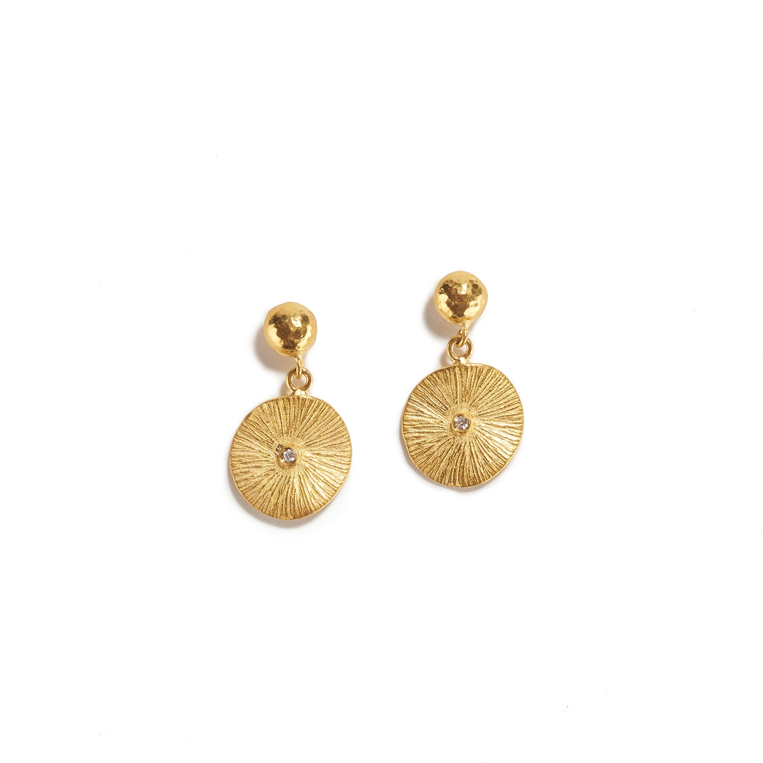 Round Gold Drops with Diamond Earrings