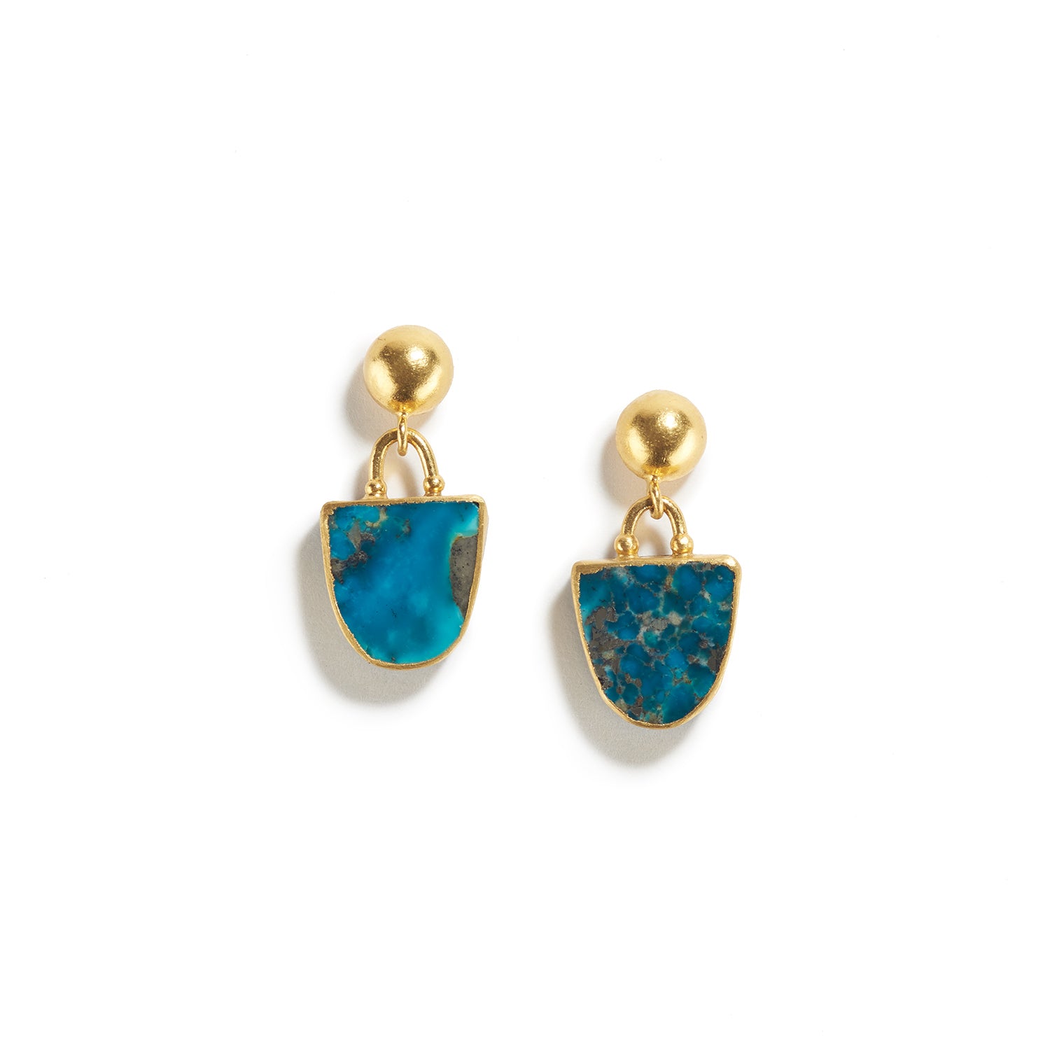 Turquoise Earrings with Gold and Silver
