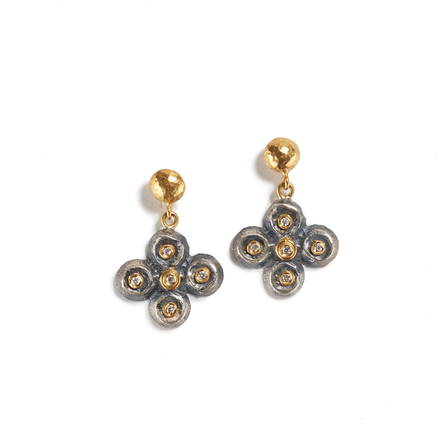 Gold & Silver Earrings with Diamond