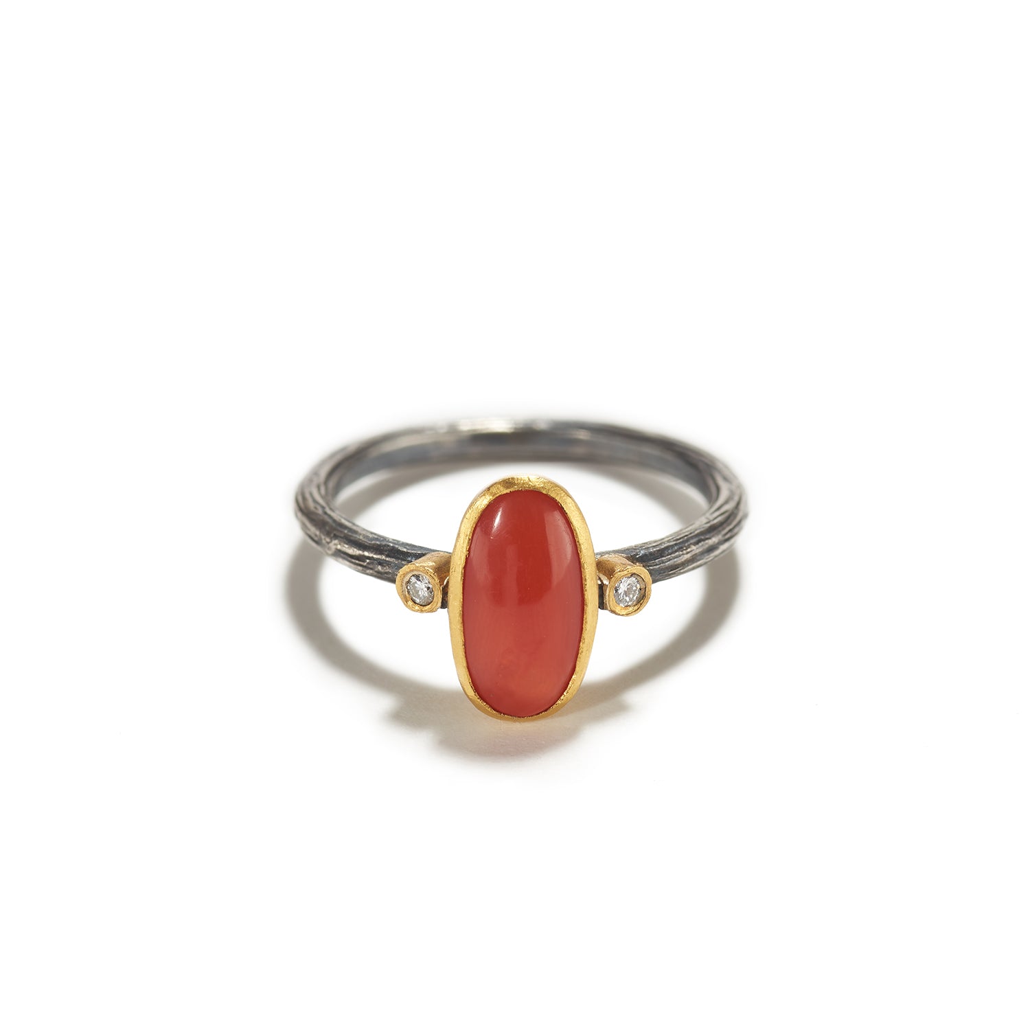 Coral Ring with Diamond & Silver