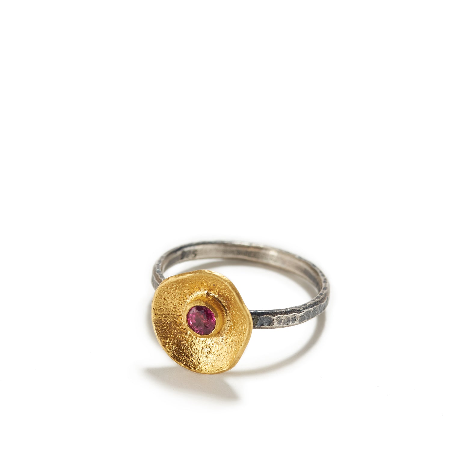 Undulant Golden Cup with Ruby Ring