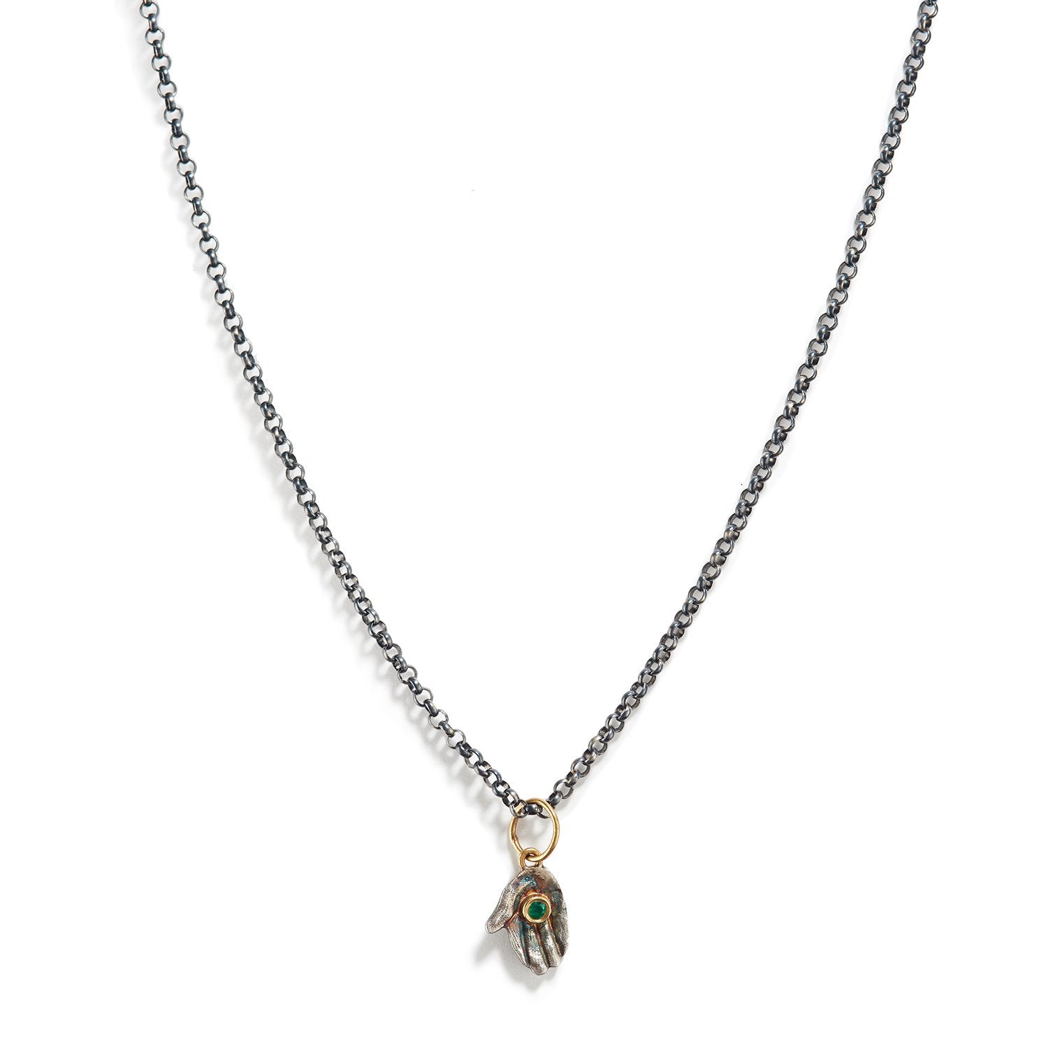 Teardrop Emerald Necklace with Three Diamonds – Ananda Khalsa