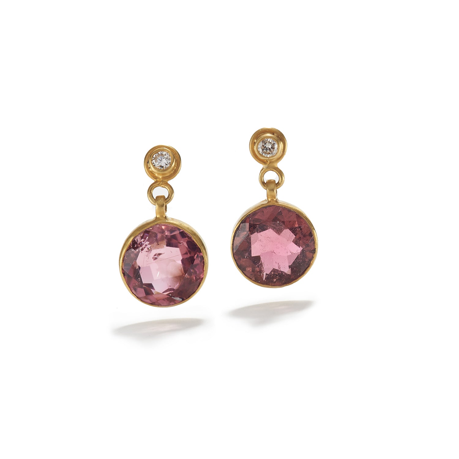 Pink Tourmaline Earrings with Diamond