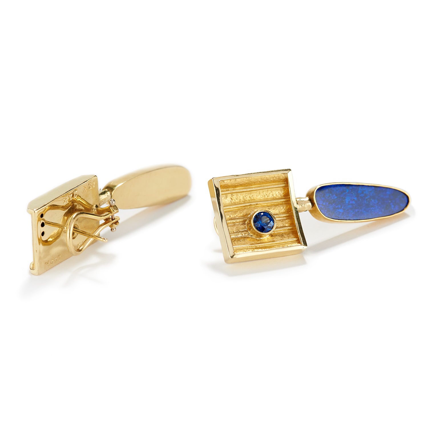 Boulder Opal & Sapphire Earrings