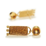 Earrings in Gold, Citrine, & Petrified Palmwood