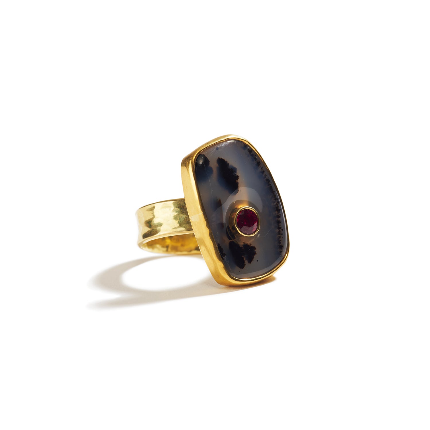 Ring with Ruby and Agate
