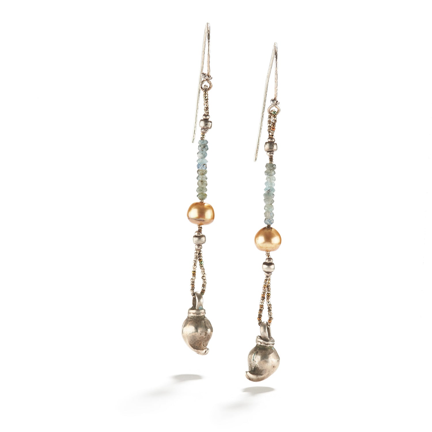 Pearl and Aquamarine Earrings