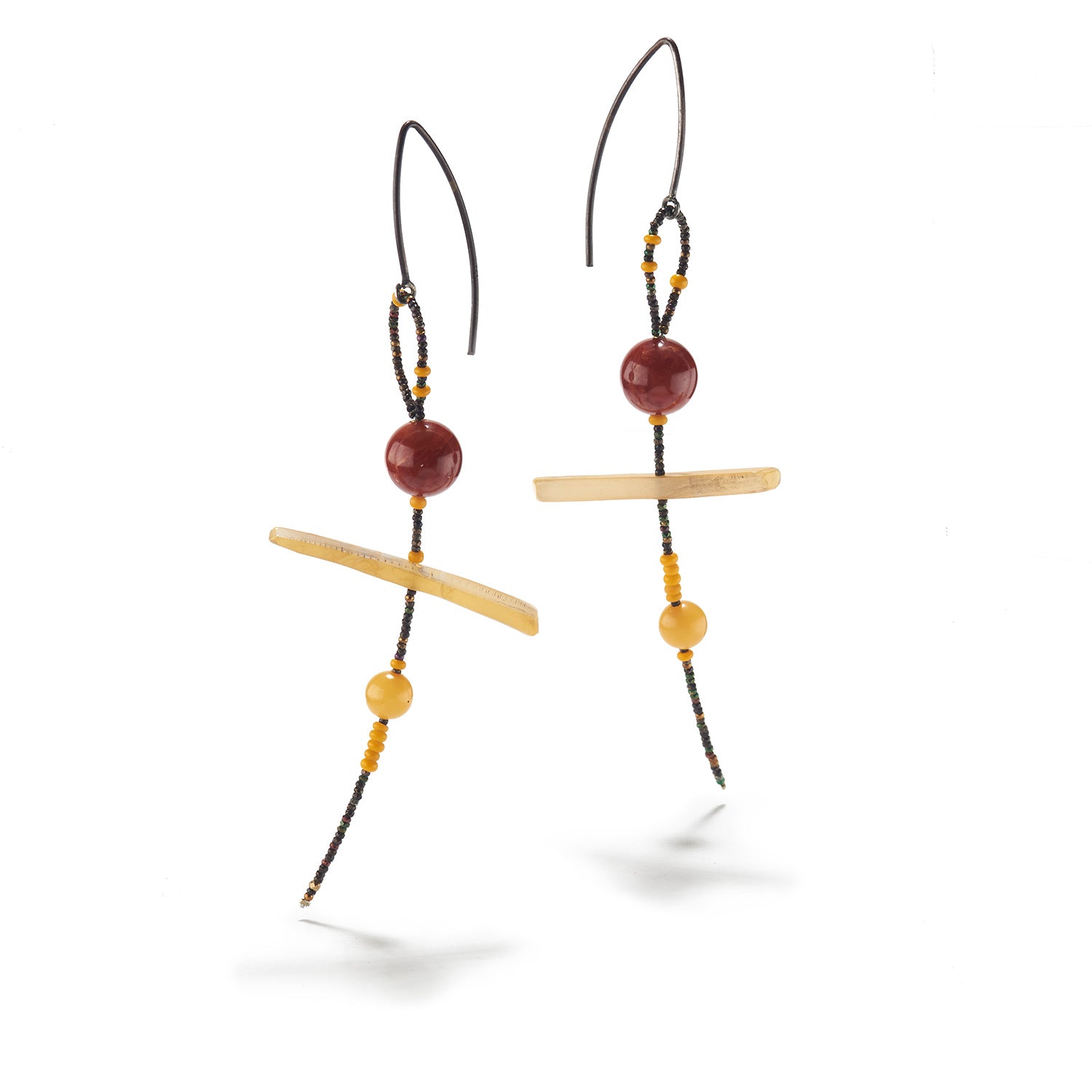 Yellow and Rust Bakelite Earrings